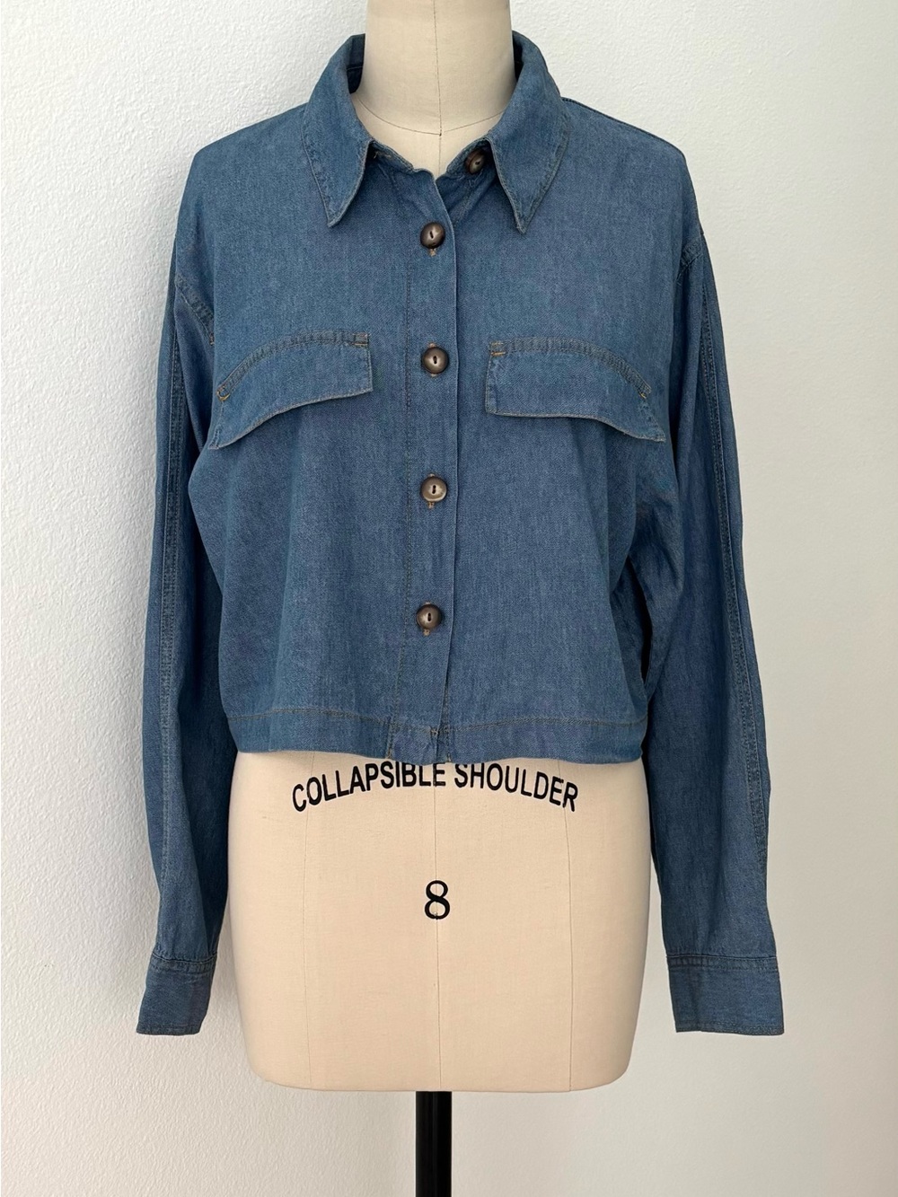 Zara Women's Denim Blue Cropped Jacket NWT Cottagecore L